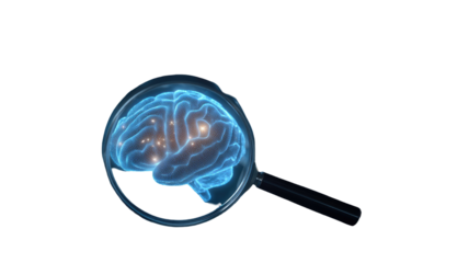 Magnifying glass and fingerprint close up showing forensic investigation detail, crime detection and identification concept isolated on white background