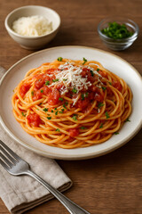spaghetti with tomato sauce italian fresh eating dinner food photography