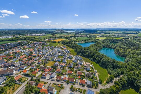 Ausblick auf Aitrach an der Iller  in Oberschwaben nahe Memmingen im Allg&auml;u
