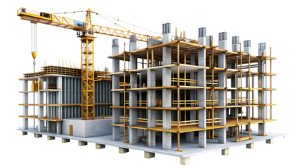 building under construction isolated on white background .PNG. AI Generated