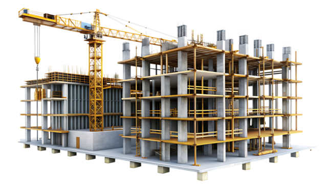 building under construction isolated on white background .PNG. AI Generated