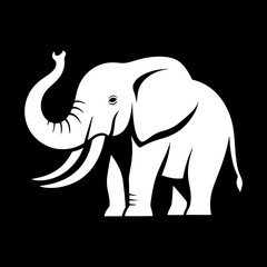 Elephant Trunk Up White Silhouette Vector Elegant Logo, Vector illustration