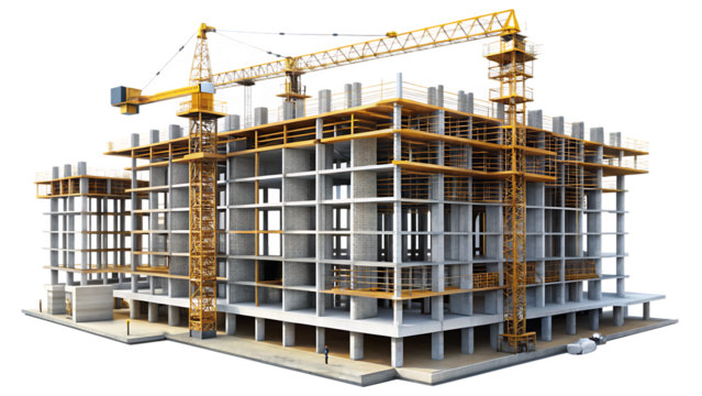 building under construction isolated on white background .PNG. AI Generated