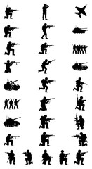 Military Might - A Collection of Soldier and Vehicle Silhouettes.