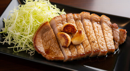 食欲をそそる！厚切り豚ロースの絶品ガーリックポークソテー