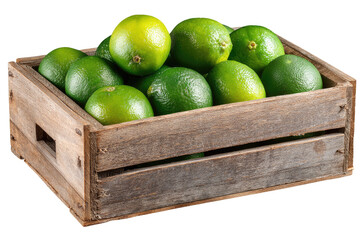 Wooden crate filled with fresh limes