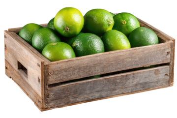 Wooden crate filled with fresh limes