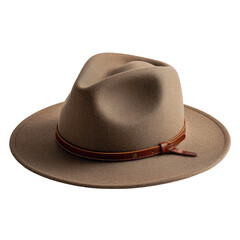Light beige fedora with brown band