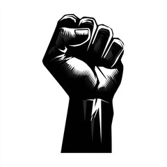 Bold Black Fist Silhouette Symbol Of Solidarity, Power, And Protest, Unity Movement Activism Icon Graphic