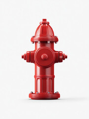Fototapeta premium Glossy Red Fire Hydrant Standalone Urban Infrastructure Highlighting Safety and Design