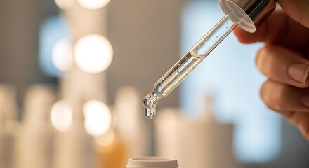 Serum Dropper - Close-up of Skincare Product Application for Beauty Routine.