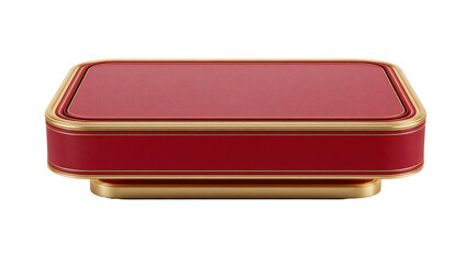 Red rectangular object with gold trim