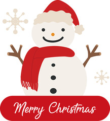 산타모자와 빨간 목도리를 한 눈사람
