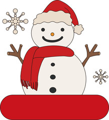산타모자와 빨간 목도리를 한 눈사람