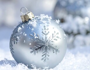 christmas ball on snow