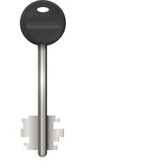 A Metallic Silver Key With A Black Round Head And A Transparent Background Is A Symbol Of Security And Access