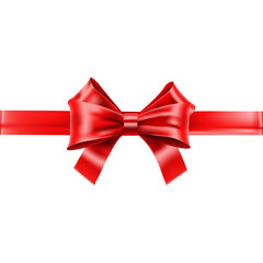 A Shiny Red Bow and Ribbon Centered on a Transparent Background Symbolizing Celebration and Gifts