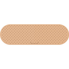 A Single Realistic Medical Adhesive Bandage With A Textured Tan Surface and Rounded Edges Isolated On A Transparent Background Ideal For Healthcare and First Aid Visuals