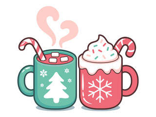 Hot chocolate christmas cocoa winter holiday drink marshmallows candy cane
