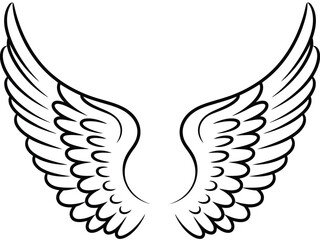 Obraz premium Angel wings vector illustration drawing sketch outline design art