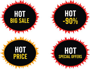 Hot price sale offers big discount special deals promotion label tag