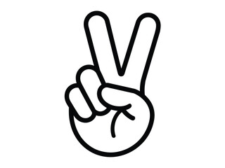 Fototapeta premium Peace sign hand gesture vector illustration outline icon design art