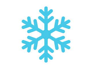 Fototapeta premium A bright blue snowflake graphic stands out against a stark white background.