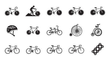 Fototapeta premium Seamless Pattern of Bicycle Icons on White Background for Cycling Enthusiasts