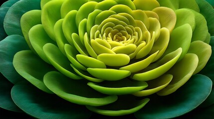 Obraz premium Geometric Floral Pattern: Macro of a Green and Yellow Succulent with a Radial Design and Soft Light