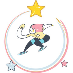 流れ星に導かれて駆け抜ける年末の家族　大掃除をスピードスケートのようにこなす夫婦と応援する娘
