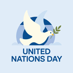 United Nations Day with Dove and Olive Branch Design