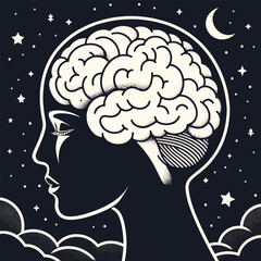 Mental Health Awareness with Brain and Calm Mind Illustration