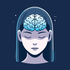 Mental Health Awareness with Brain and Calm Mind Illustration