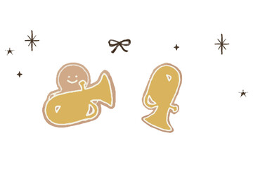 Gingerbread Man Playing Tuba - Icing Cookie Illustration