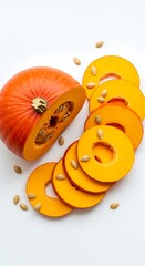 Sliced Pumpkin - A Vibrant Display of Autumns Bounty and Culinary Potential.