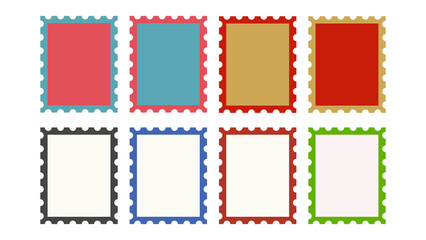 カラフルな切手風フレームセット