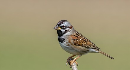 Harriss Sparrow Perched on a Twig in Natural Habitat.