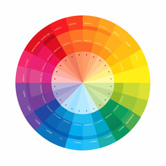 Obraz premium Circular Color Wheel with Complementary Colors and Shades Illustration.