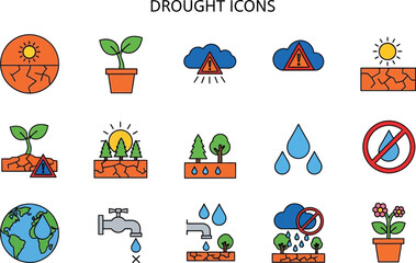 Fototapeta premium Drought climate change icons vector illustration design