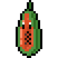 Cartoon Pixel Papaya Character.