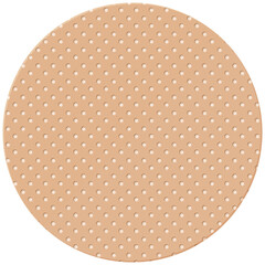 Circular beige adhesive medical bandage with white perforations on a transparent background detailed and realistic
