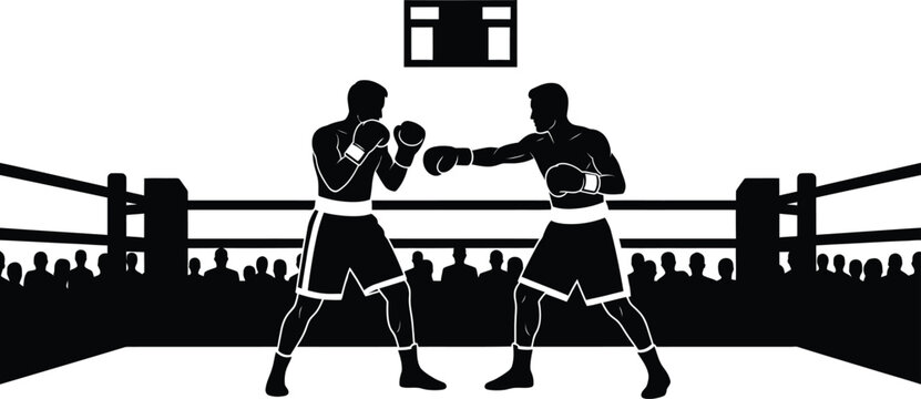 Boxing match silhouette vector illustration design art