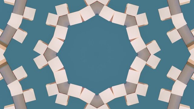 Cosmic nebula kaleidoscope animation in 3D, blending mandala patterns with celestial geometric shapes, stars, and a deep space background for astronomy content, fantasy themes, and event visuals