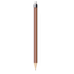 Brown Wooden Pencil with Eraser and Graphite Lead Isolated on White Background Realistic Rendering of a Writing Utensil
