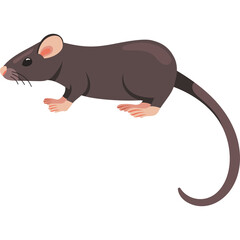 Brown Rat Animal Standing On White Background Side View Pixel Art Style Cute Rodent