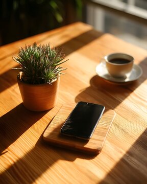 Serene Still Life with Coffee and Plant