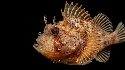 Serranidae Fish Portrait: Macro Underwater Life Detail Against a Plain Backdrop, Showing Fins and Coloration