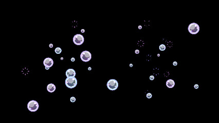 Cute 8bit Retro Game Style Purple and Cyan Bubble Illustration on Black Background