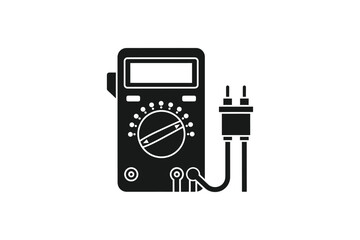 Digital multimeter with probe isolated on white background used for measuring voltage, current, and resistance in electronic circuits