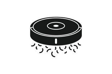 Robot vacuum cleaner icon isolated on white background, illustrating smart home technology and automated cleaning solutions